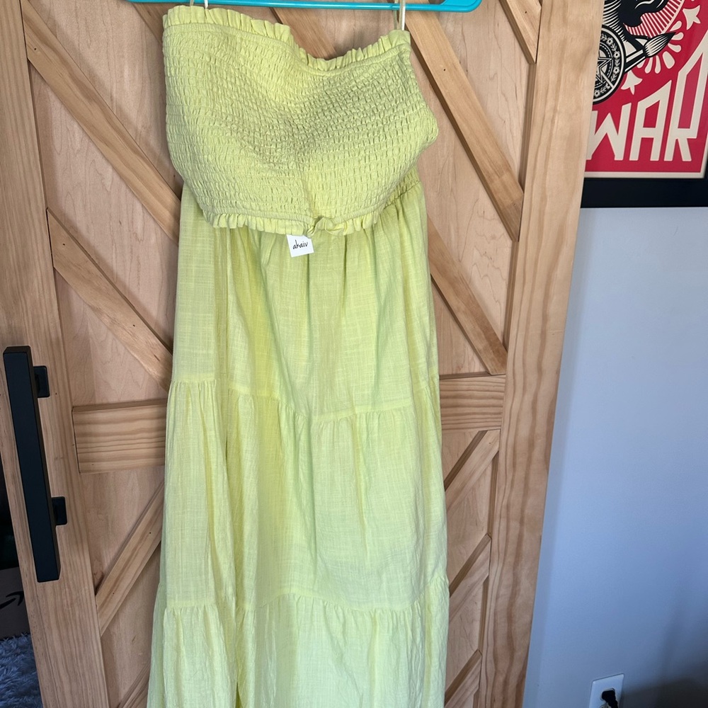 Lime Strapless maxi skirt and top
